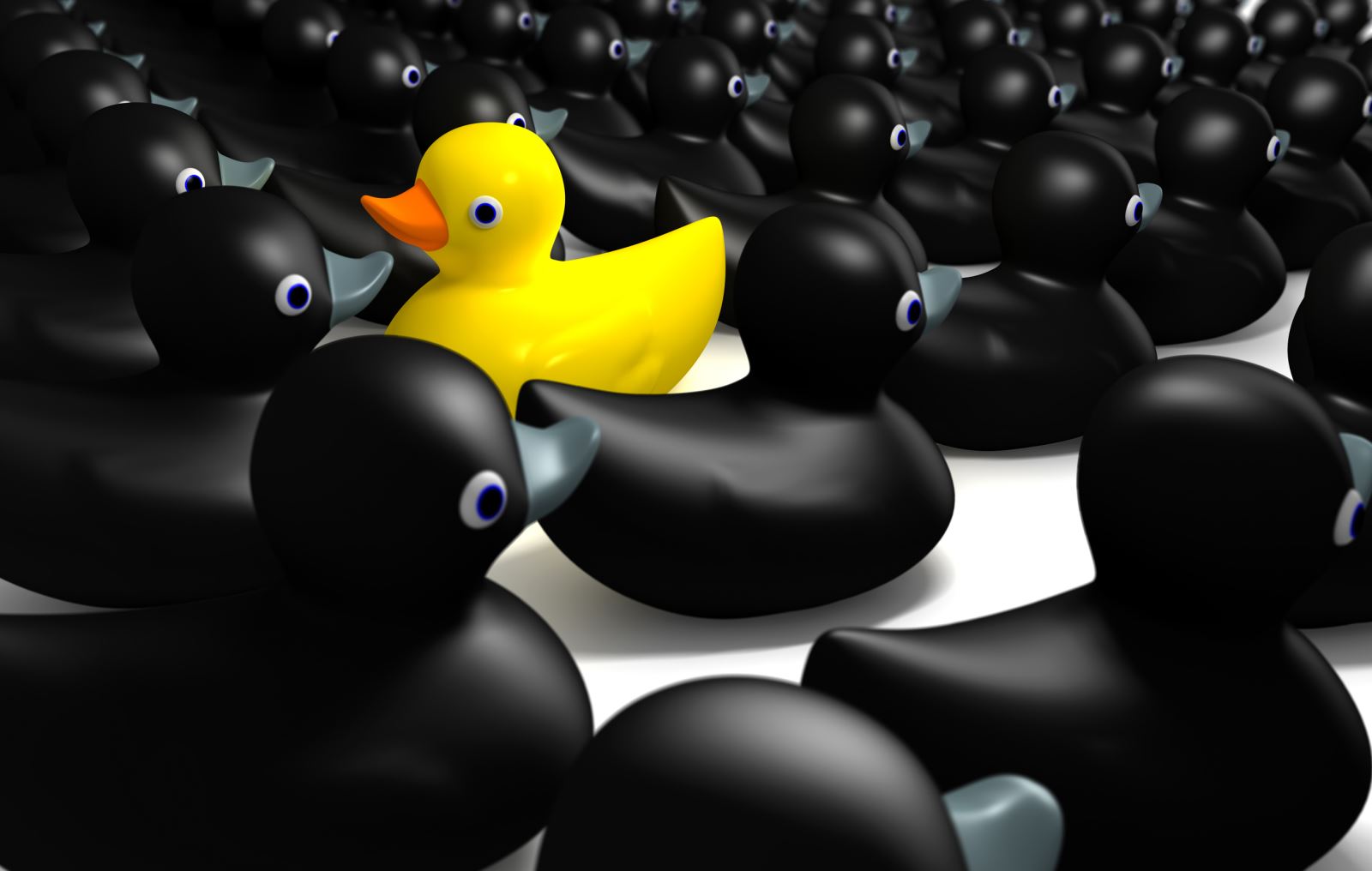 שיווק דיגיטלי B2B ברווז צהוב עם ברווזים שחורים יצירת מחויבות מקוונת בשיווק B2B